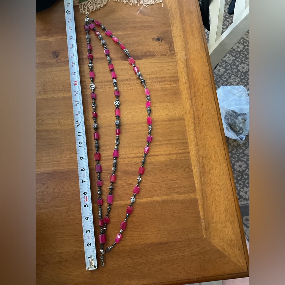 Vintage Lab Ruby Three Strand Statement Necklace - image 7